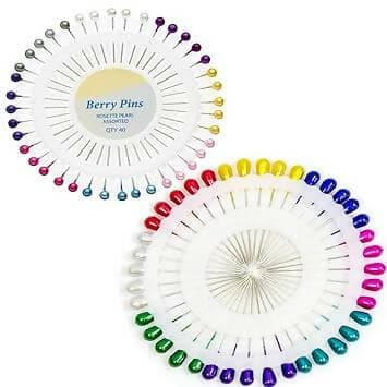 SENECIO® 80 Pieces Multi Colored Berry Rosette Pearl Medium & Large Head Pins 2 Pack Wheel Hijab or Hair Hold - HalfPe