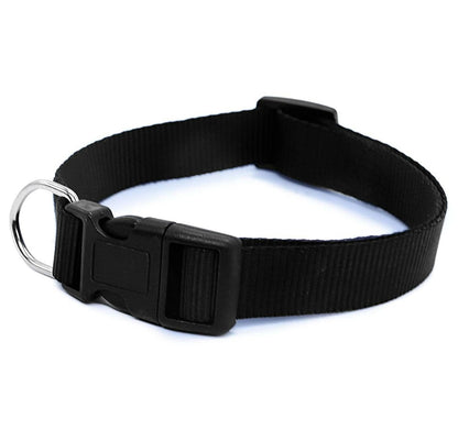 Squif Adjustable Nylon Dog Neck Collar with Safety Buckle, Metal D-Ring to Attach Leash| Dog Neck Belt (Black) | Size- M - HalfPe