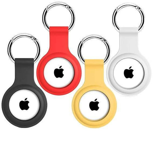 SQUIF Airtag Case for Apple Airtags Silicone Case Protective Cover for Airtag Case Locator Tracker Anti-Lost Device Keychain Protection Sleeve (Black_Red_Yellow_White) - HalfPe