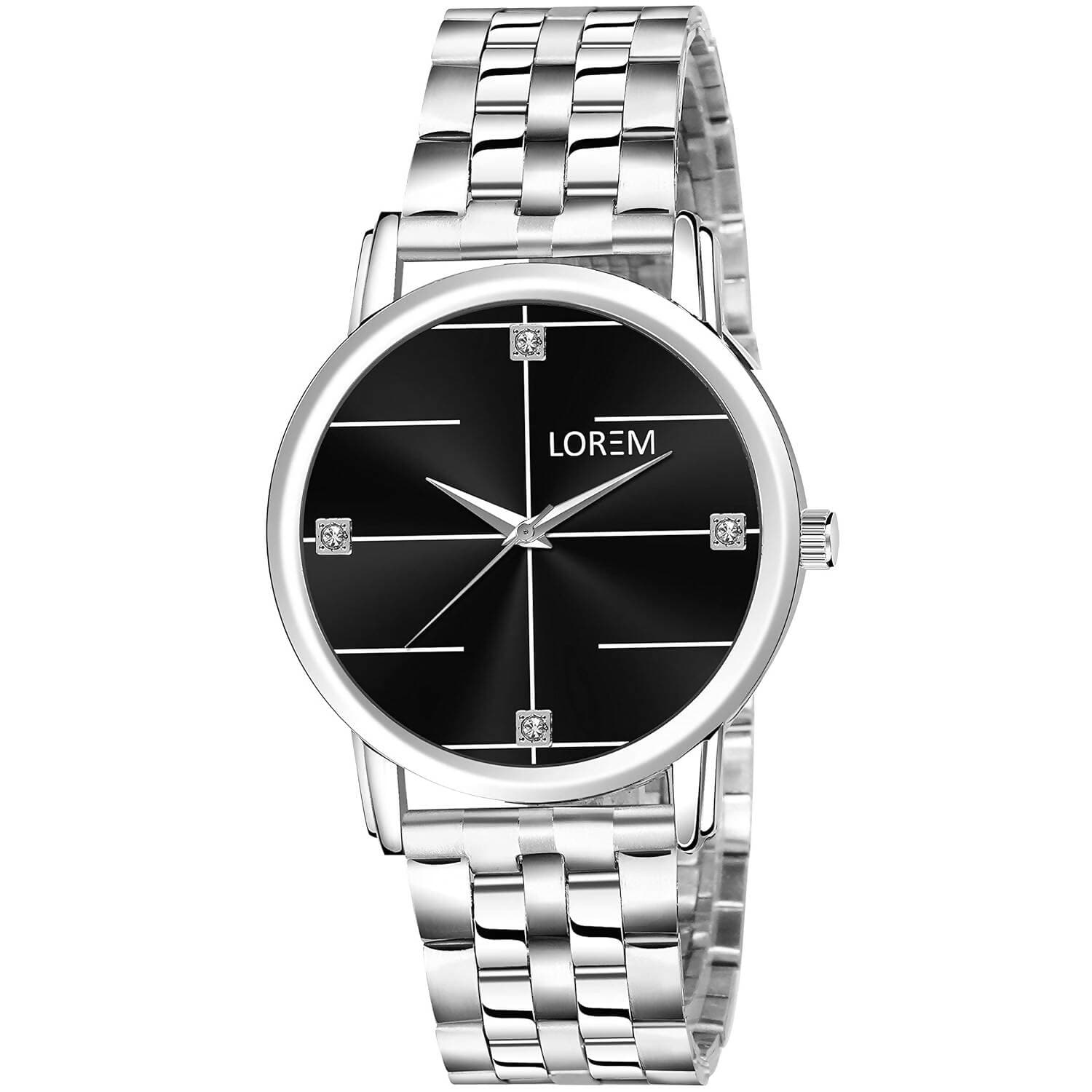 LOREM Black Standard Analog Watch For Women LR320 - HalfPe