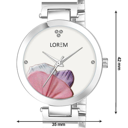 LOREM White Flower Designer Analog Watch For Women - HalfPe