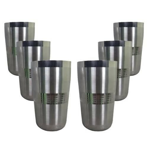 SHINI LIFESTYLE Steel Glass Set of 6 (350ml) - HalfPe