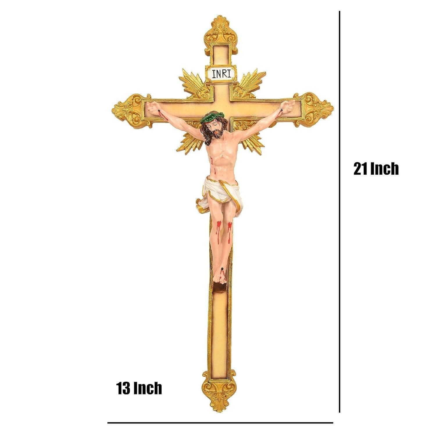 KariGhar Crucifix/Jesus Christ/Cross Jesus/Crucified Jesus (Gold & Multi) - HalfPe