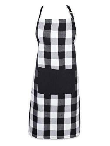 Lushomes Apron for Women, Checks Kitchen Apron for Men, Cooking Apron, apron for kitchen, kitchen dress for cooking, cotton apron for women, Size 70x80 cms, Colour Black,. - HalfPe