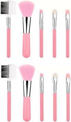 Bingeable 5 Pieces Professional Makeup Brushes Set Soft Synthetic Multi Purpose Makeup Brushes Set (Pink/Multicolor) (Pack of 5) - HalfPe