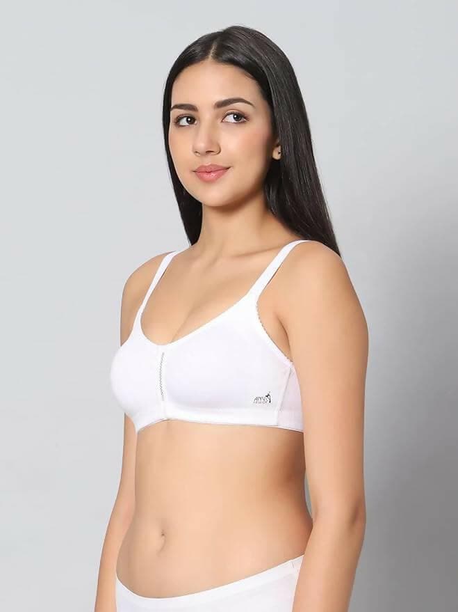 Non Padded Center Lace Bra (White) - HalfPe