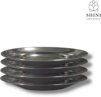 SHINI LIFESTYLE Steel Halva Plates (Pack of 4) - HalfPe