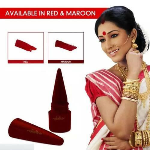 SENECIO 2Pc Vitamin. E Mini Maroon Sindur With Black Kajal Eyeliner Stick Combo Bridal Sindoor (2 Sets, 4 pcs) - HalfPe