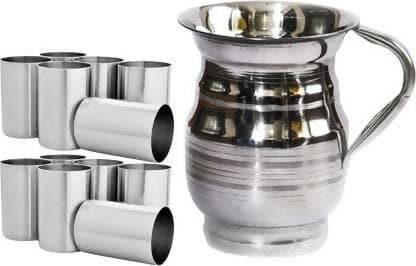 SHINI LIFESTYLE Stainless Steel Jug or 12 Glass combo Set - HalfPe