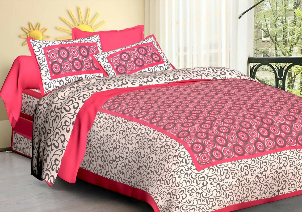 Jaipuri Bedsheets queen size cotton bedsheet with two pillow cover. - HalfPe