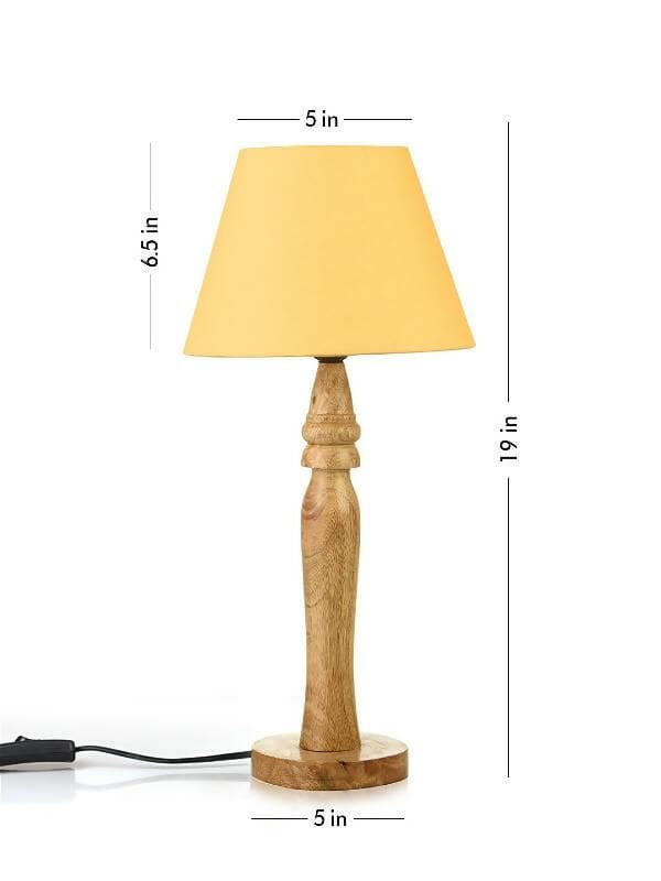 Green Girgit Round Brown Lamp With Taper Yellow Cotton Shade - HalfPe