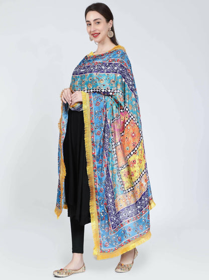 Chiffon Digital Print Pakistani Dupatta with Heavy Mirror Work for women - HalfPe