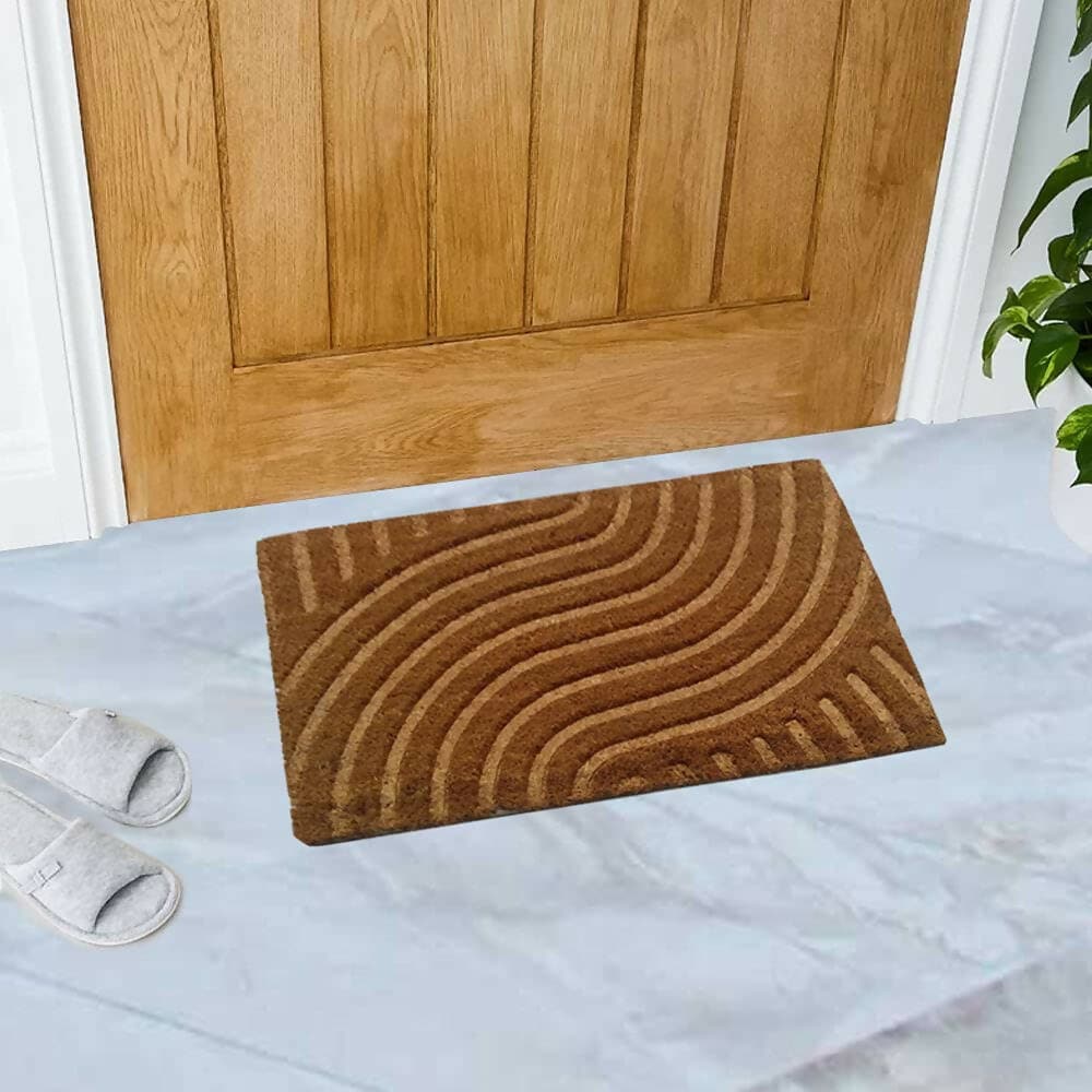 Mats Avenue Coir and Latex Backed Hand Shaped Door Mat Beige Color 40x60 CM - HalfPe