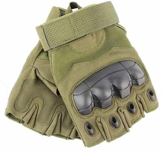 Fingerless Half Gloves Riding Gloves (Green) - HalfPe