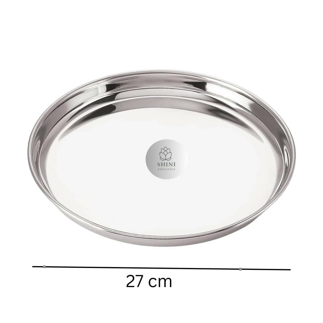 SHINI LIFESTYLE Stainless Steel Serving Plates for Lunch , Big Thali(Dia-27cm) (4) - HalfPe