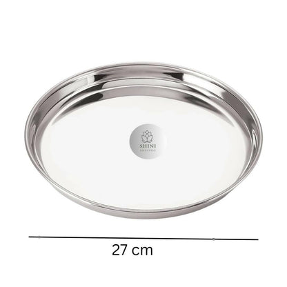 SHINI LIFESTYLE Stainless Steel Serving Plates for Lunch , Big Thali(Dia-27cm) (4) - HalfPe