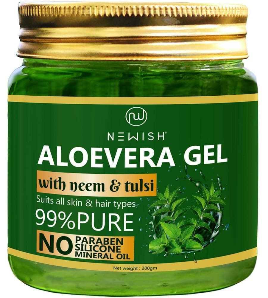 NEWISH Aloe vera Pure Neem And Tulsi Gel For Skin, Hair And Body (200GM) - HalfPe