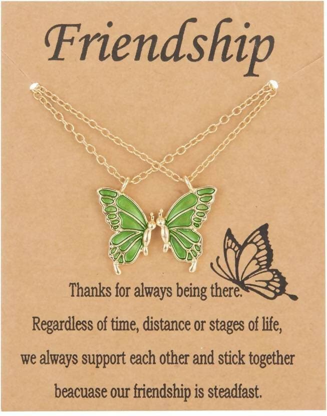 Pinapes Alloy Fashion Butterflies Necklace Daily Life Set of 2 (Green) - HalfPe