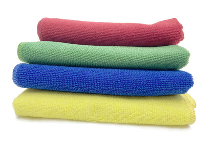 Lushomes Microfiber Wash Cloth, 40 x 40 cms, 250 GSM, 4 Pc Pack, Car Accessories, Cleaning Cloth, Car Towel Drying Cloth, Wipes, polishing Cloth, Bike Cleaning, Laptop Cloth, Multipurpose Cloth - HalfPe