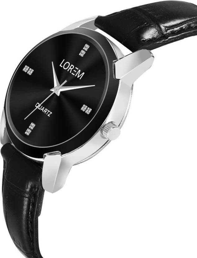 LOREM Black Stylish Dial Analog Watch For Women LR343 - HalfPe