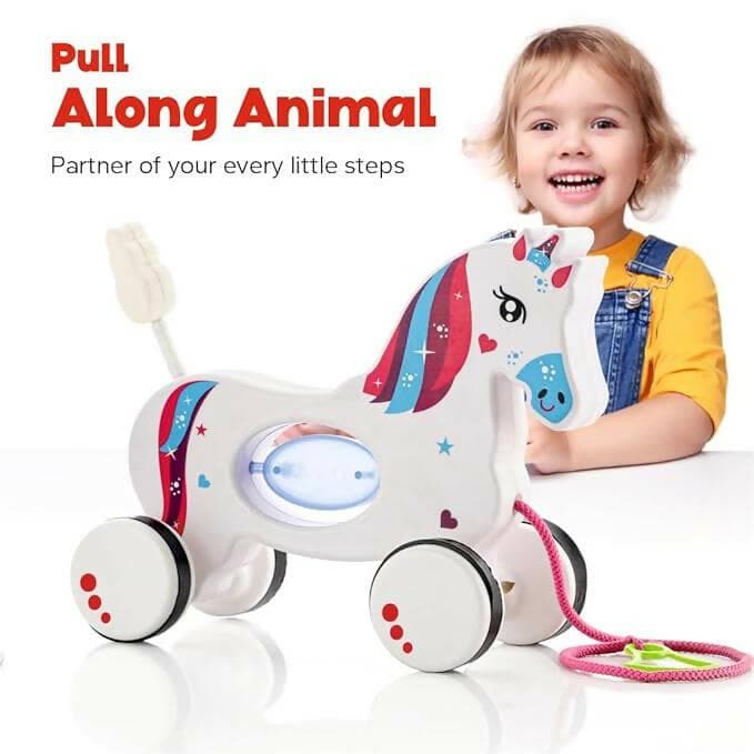 ZUDO Pull Along Toddler Toy (unicorn) - HalfPe