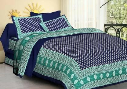 Jaipuri Cotton Queen Printed Flat Bedsheet - HalfPe