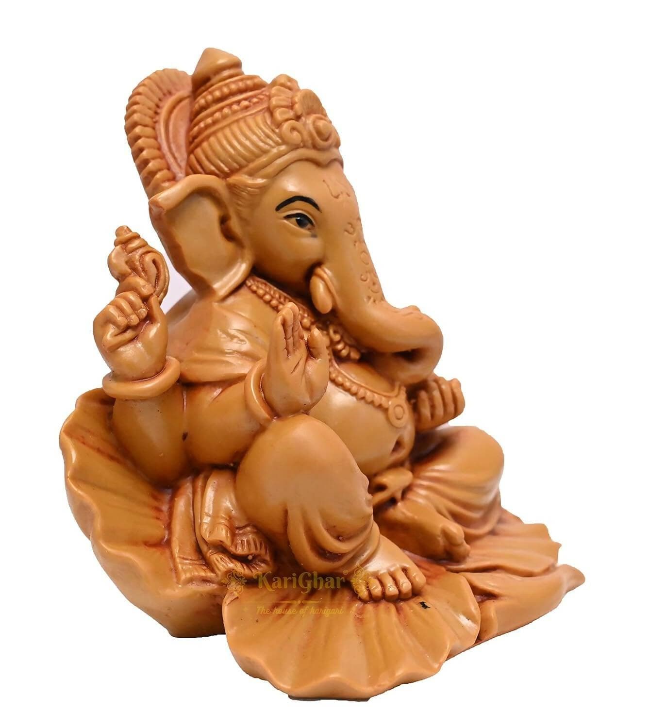 KariGhar Ganesh ji Ganpati Bappa Shoeflower Idol for Car Dashboard, House Warming, Puja Ghar, Diwali, Decoration - HalfPe