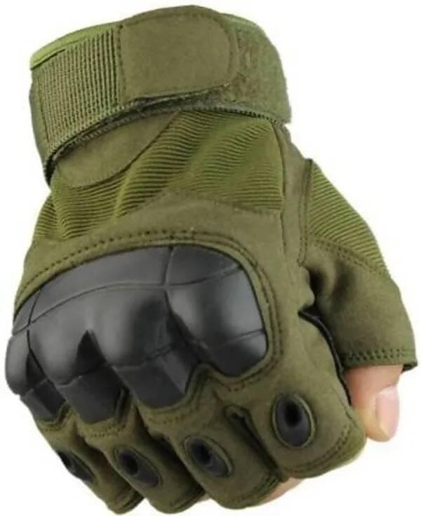 Riding Cycling Weight Lifting Half Finger Hard Tactical Gloves Riding Gloves (Green) - HalfPe