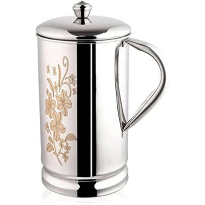 SHINI LIFESTYLE Stainless Steel Jug and Glass Set Laser Design Glass Floral jug with lid (7) - HalfPe