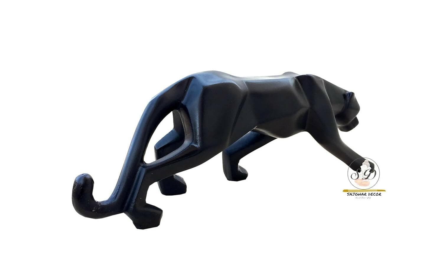 SAJGHAR DECOR Modern Geometrical Black Panther Jaguar Statue for Living Room Decor, Showpiece - HalfPe