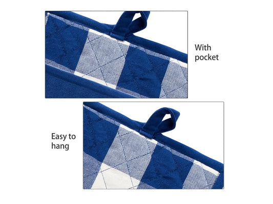 Lushomes pot holder, Buffalo Checks Kitchen Hot pot holder for kitchen, microwave accessories, microwave hand gloves (Pack of 2, Size 9 x 8) (Blue) - HalfPe