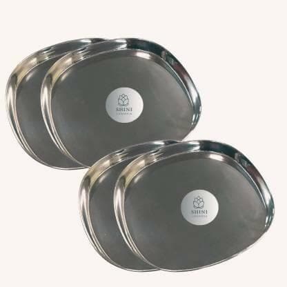 SHINI LIFESTYLE Stainless Steel Khumcha thali, steel plates (Pack of 4) - HalfPe