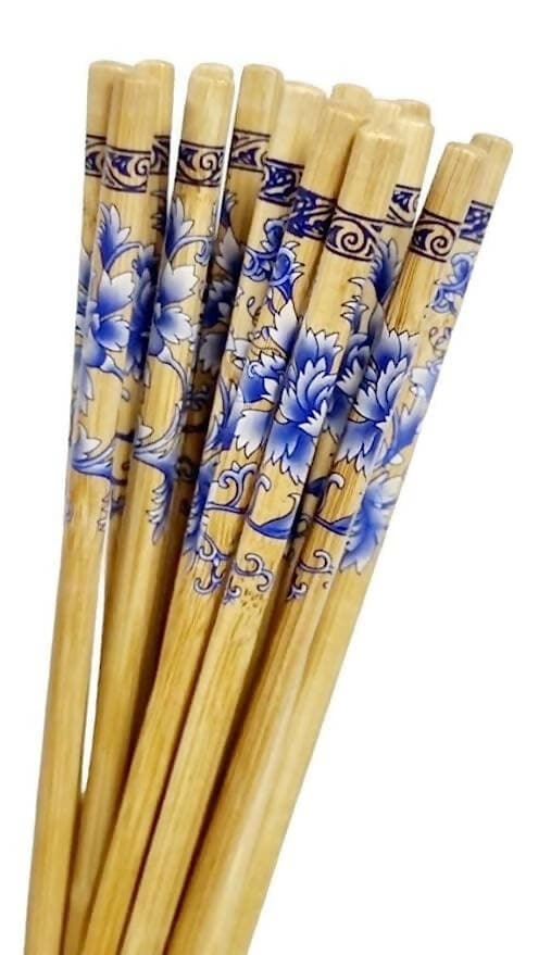 Designer Natural Round Bamboo Reusable chopstick(Set of 5) - HalfPe