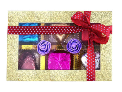 MANTOUSS Diwali Gift Hamper/Chocolate Gift Pack-Handmade choocolate Box+Beautiful Ganesha Toran+Pair of Handmade shubh labh Side Room Hanging+4 Rangoli Colours+Diwali Greeting Card - HalfPe