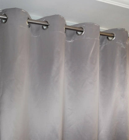 Lushomes Satin Curtains, Grey Satin door curtain, Plain Door Curtain, curtains 9 feet long 8 Metal SS Eyelets, 4.5 FT x 9 FT (54 x 108 inches) - HalfPe