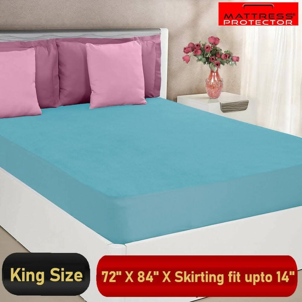 Mattress Protector Blue Bed Protector for King Size Bed (72 x 84 inch) - HalfPe