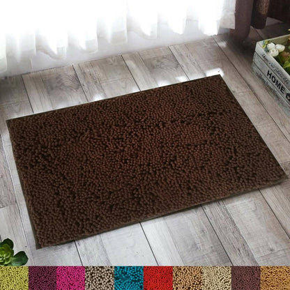 Lushomes Bathroom Mat, 2200 GSM Floor, bath mat Mat with High Pile Microfiber, anti skid mat for bathroom Floor, bath mat Non Slip Anti Slip, Premium Quality (12 x 18 Inch, Single Pc, Dark Brown) - HalfPe