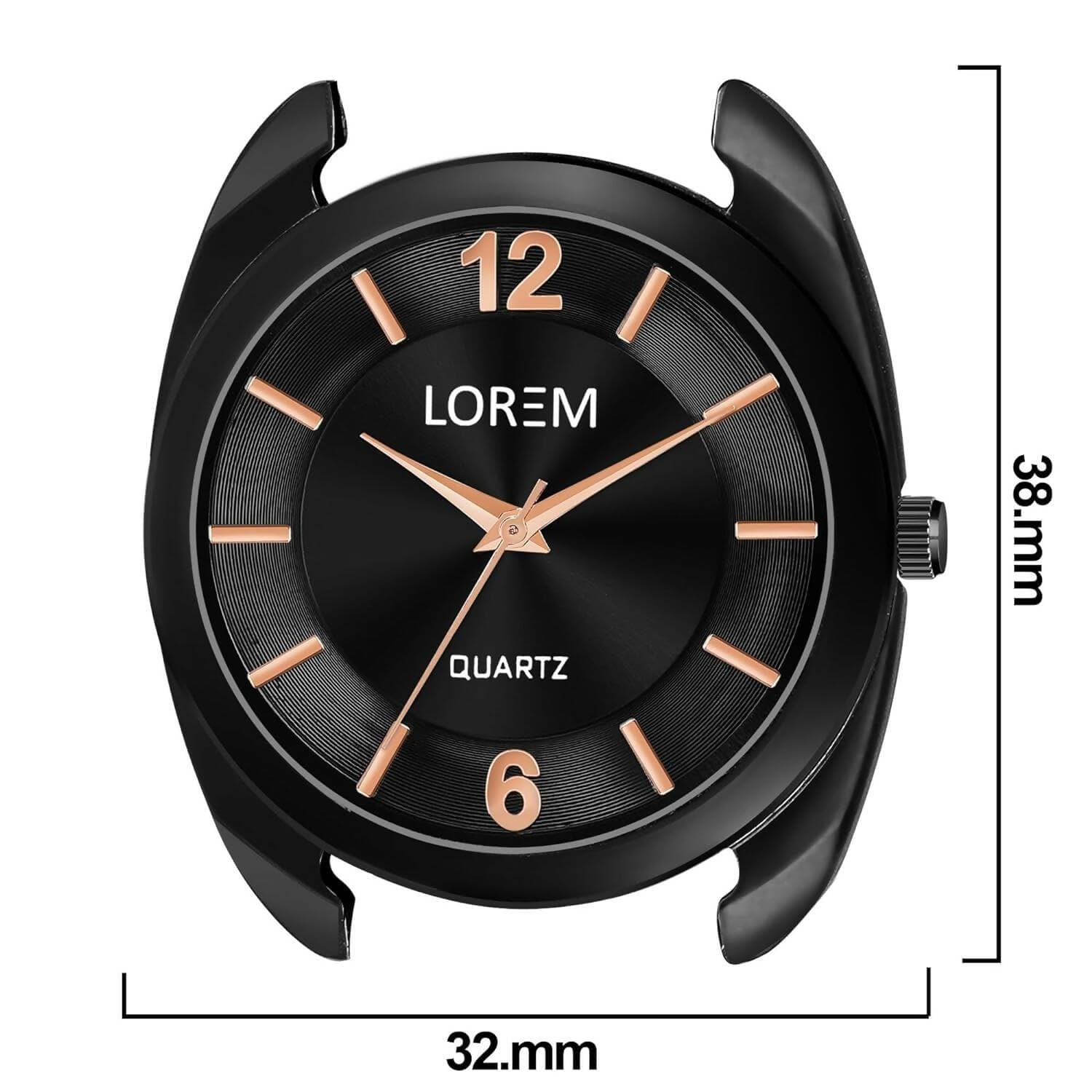 LOREM Black Stylish Dial Analog Watch For Women LR322 - HalfPe