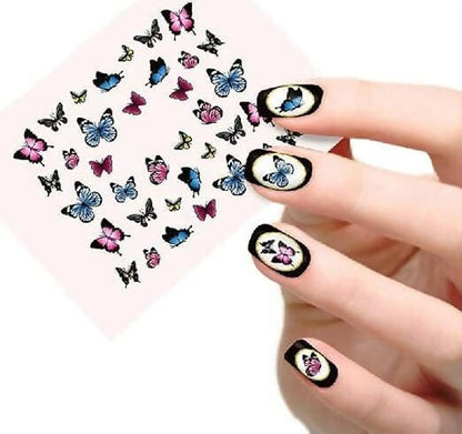 SENECIO Lovely Butterfly Nail Art Manicure Decals Water Transfer Stickers 1 Sheet (multi color) - HalfPe