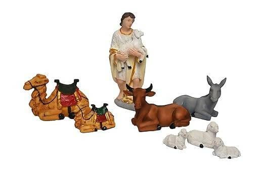 KariGhar 15 pcs Nativity Set | Crib Set Perfect for Christmas Gifting|Decor ( Pack - Mary,Joseph,Baby Jesus, Angel, 3 Wise Men,Shepherd, 7 Animals (8 Inch (White)) - HalfPe