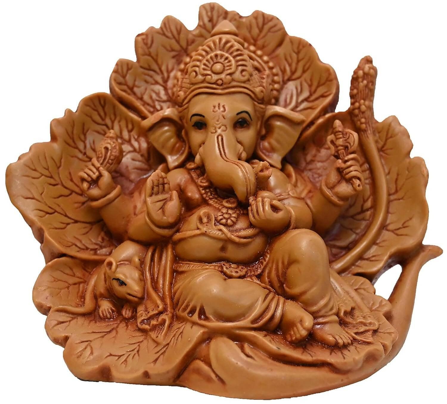 KariGhar Polyresin Ganesh Ganpati ji Idol for Car Dashboard, Jaswant Showflower - HalfPe