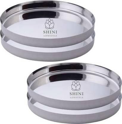 SHINI LIFESTYLE Stainless Steel Serving Plates (Pack of 4) - HalfPe