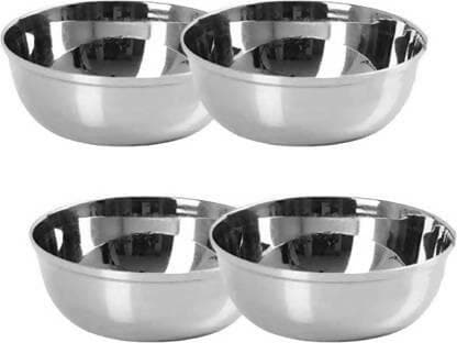 SHINI LIFESTYLE Stainless Steel Vegetable Bowl (Pack of 4, Silver) - HalfPe