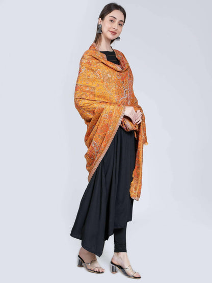 Mustard Modal Kani Shawl - 40 x 80 IN - HalfPe