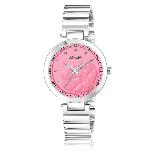 LOREM Pink Fancy Analog Watch For Women LR318 - HalfPe