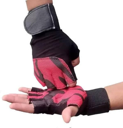 Wrist Support Workout Rubber Padded Grip Gym & Fitness Gloves - HalfPe