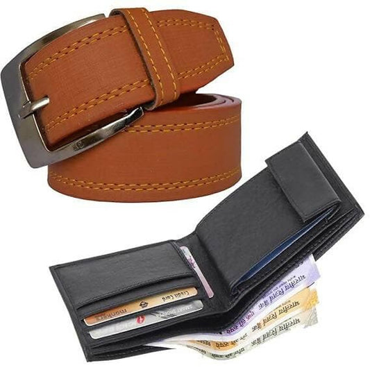 Men’s Formal Tan Color Belt And brown Color Wallet (Combo) - HalfPe