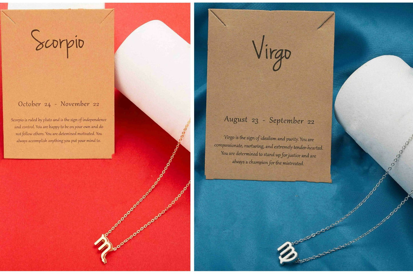 Pinapes Scoprio Virgo Combo 2 Pack of Set With Card Necklace Alloy For Girls And Women - HalfPe