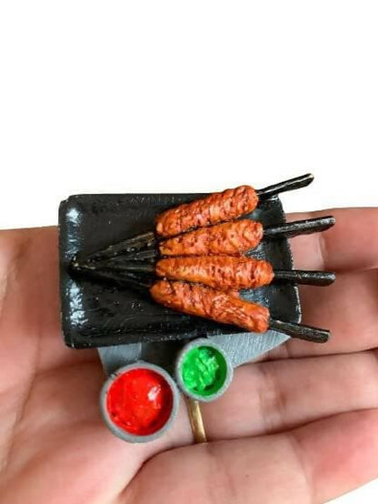 Seekh Kabab Miniature Food Fridge Magnet - HalfPe