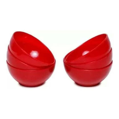 Plastic Soup Bowl-Spoon 6 Bowls and 6 Spoons (Red, 12 pcs, 2 sets) - HalfPe